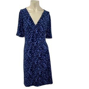 Cheetah leopard animal print dress blue black modern career church short sleeve